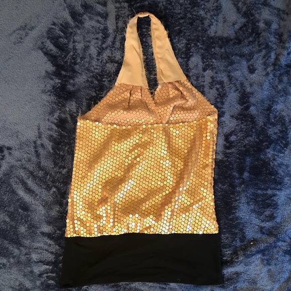 Trina Turk gold sequin halter - Picture 2 of 3